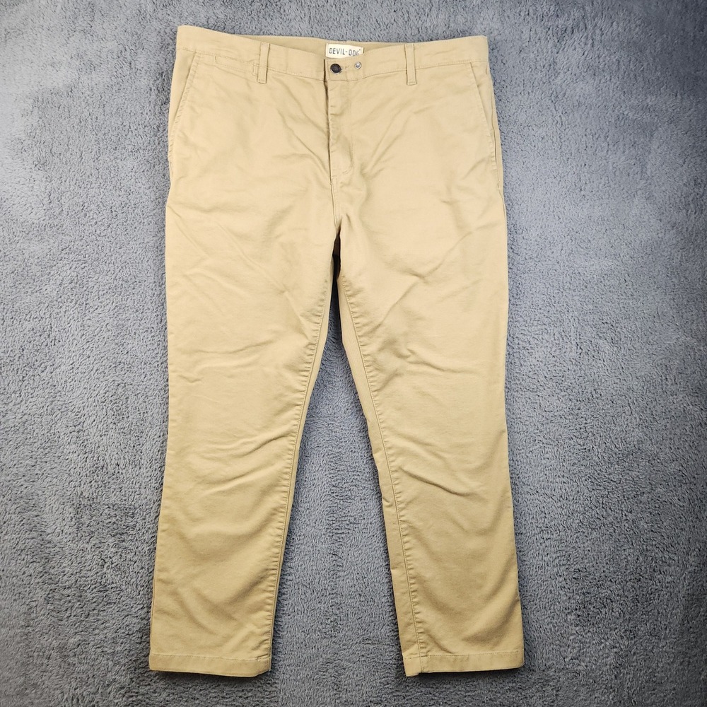 Devil-Dog Dungarees Chino Pants Mens 38x30 Tan Mid Rise Stretch Casual Khaki